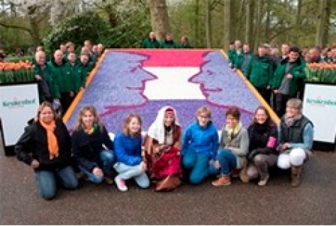 Bloemenmozaïek Koningin Beatrix en Prins Willem-Alexander