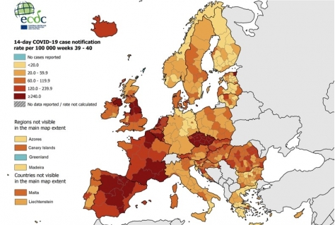 1 Europese coronakaart