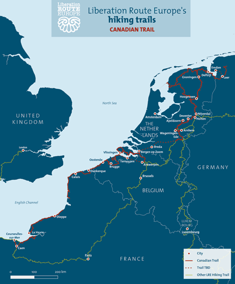 De route van de Canadian Trail. De route van de Canadian Trail.