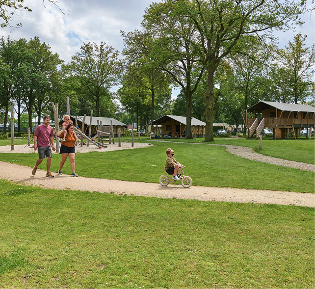 Glamping in een speellandschap.